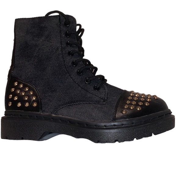 Gia Mia Rock Star Studded Combat Boots studded combat boot Super cute Si… - Picture 1 of 13